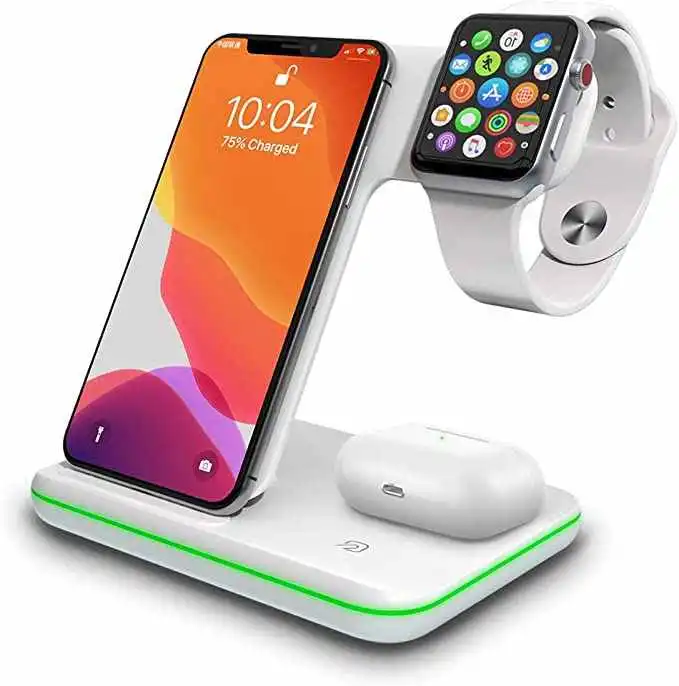 Wholesale Amazon Top Seller Mobile Phone Accessories Multi-Function 3 in 1 Charging Station Power Bank Phone Charger Wireless Charger