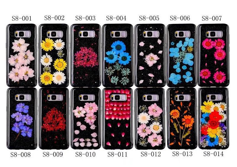 New Arrival Epoxy TPU Real Flower Mobile Cell Phone Case for Samsung Galaxy S8 Phone Accessories Case Luxury