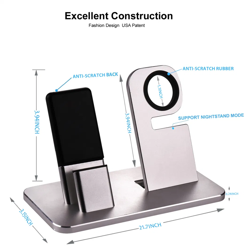 2-in-1 Aluminum Alloy Mobile Phone Desktop Bracket Iwatch Stand Holder
