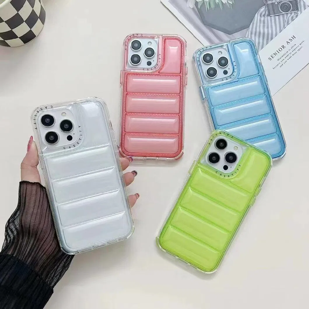 Fashion Brand Shockproof Soft Fluffy Down Jacket Wave Mobile Phone Case for iPhone 11 12 14 13 PRO Max