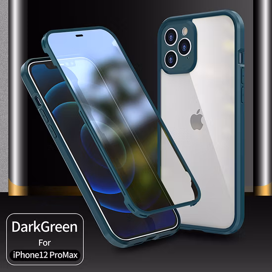 New Front and Rear Screen Protector with Camera Protector TPU Frame+Tempered Glass Phone Case for iPhone 12/13 Promax